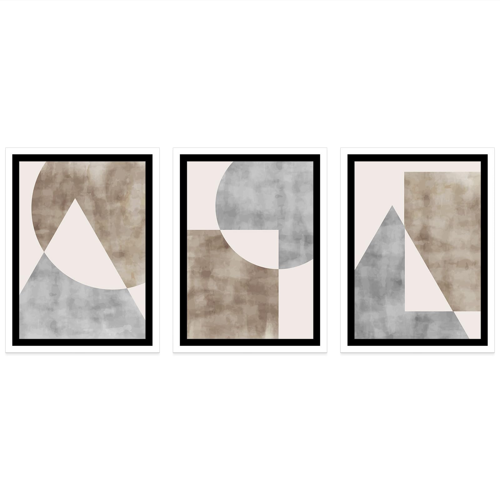 Lumalea - Zestaw 3 plakatów/plakatów, tryptyk, geometryczne, czarne obramowanie, 3 plakaty, 50 x 70 cm