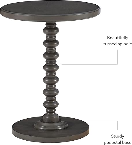 Miniatura 6 de Powell Mesa de acento lateral de pedestal de eje torneado redondo Tarkin gris oscuro