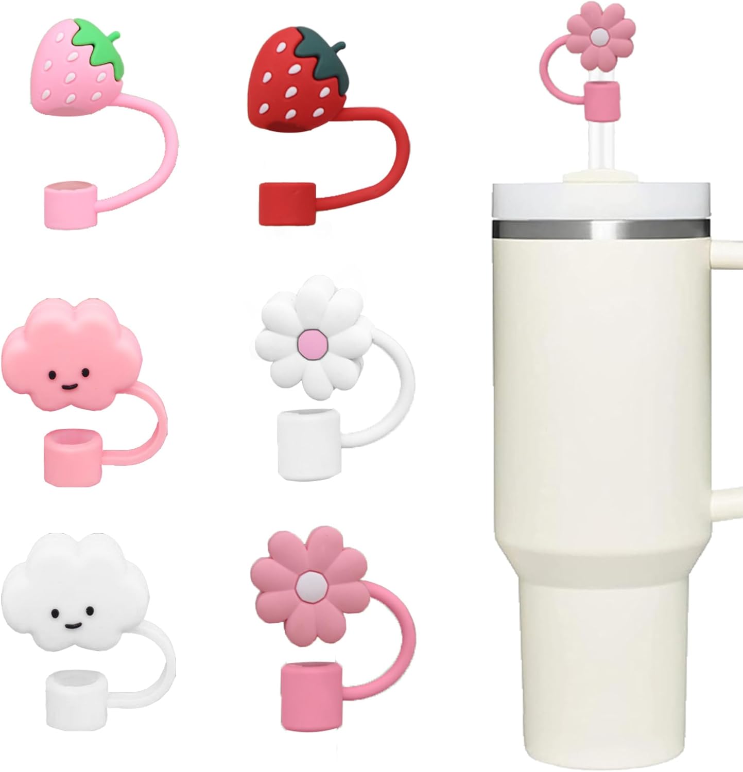 Pink Straw Cover for Stanley Cup, 10mm Silicone Straw Cover