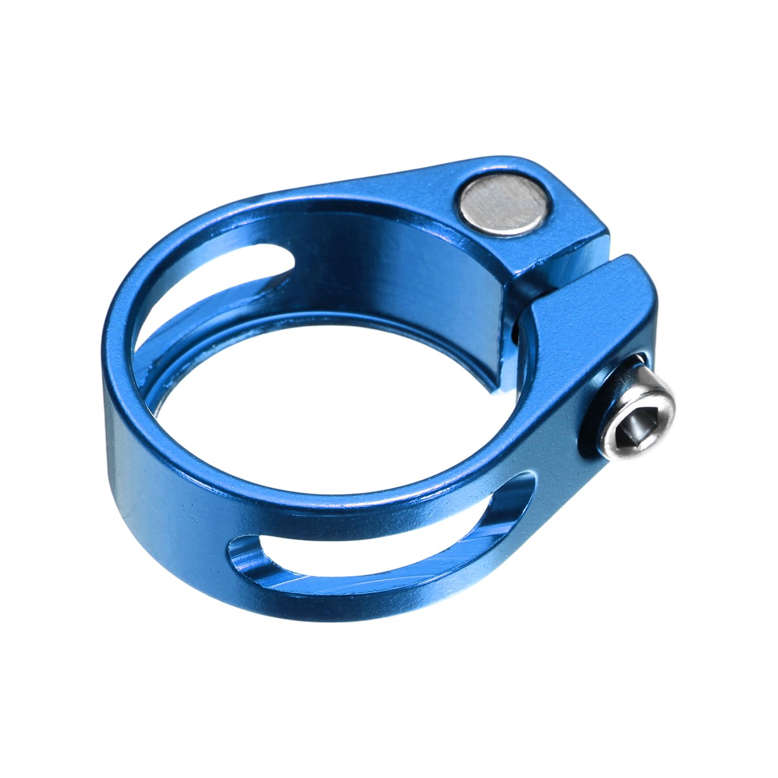 sourcing map Bike Seat Post Clamp, 31.8mm Aluminum Alloy Bicycle Seat Post Clamp Quick Release Tube Clip for 27.2-28.6mm Mountain Road Bike Tube, Blue