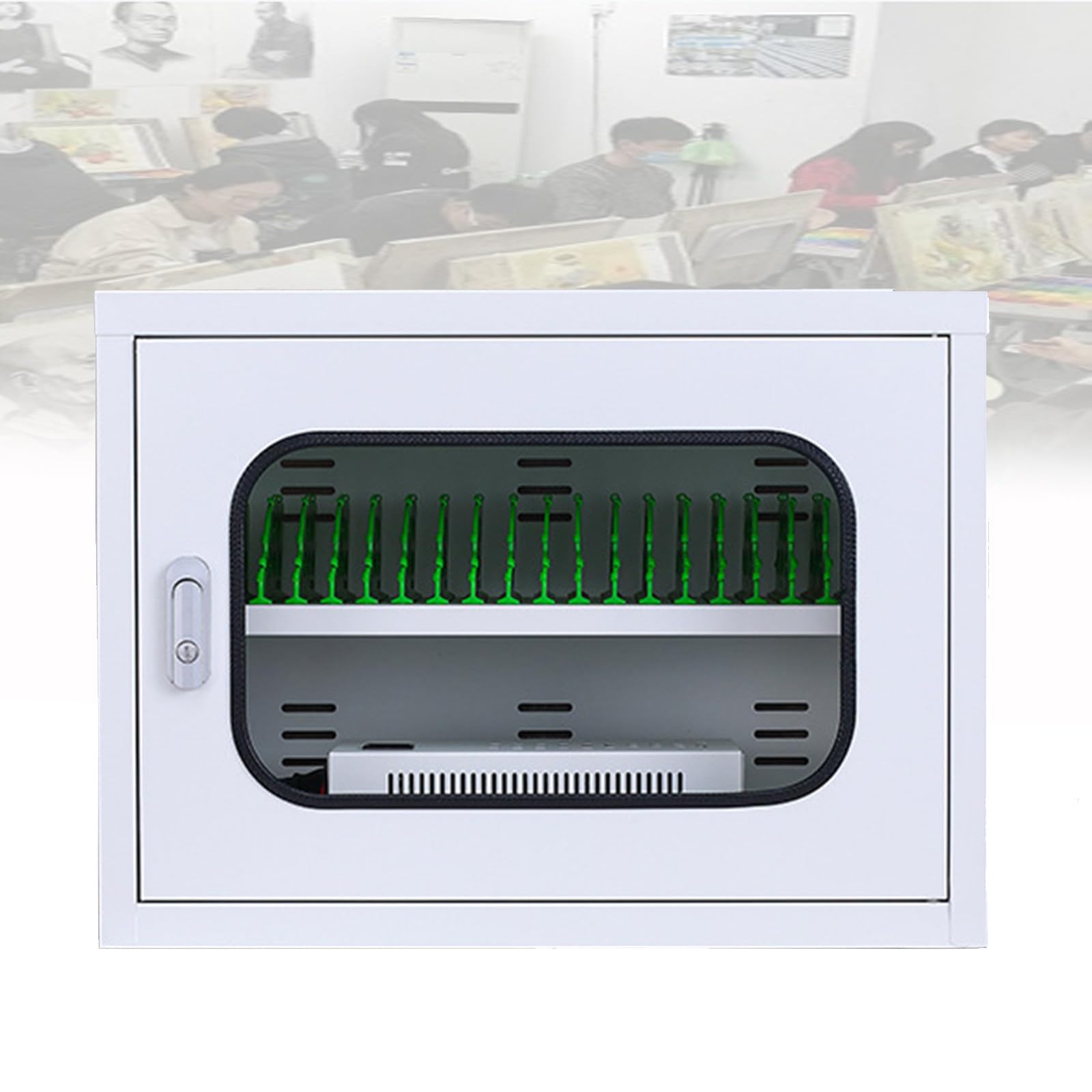 Station de charge multi-appareils et boîte de rangement transparente avec 60 emplacements, armoire de rangement pratique pour une gestion efficace des appareils et des espaces sans encombrement.