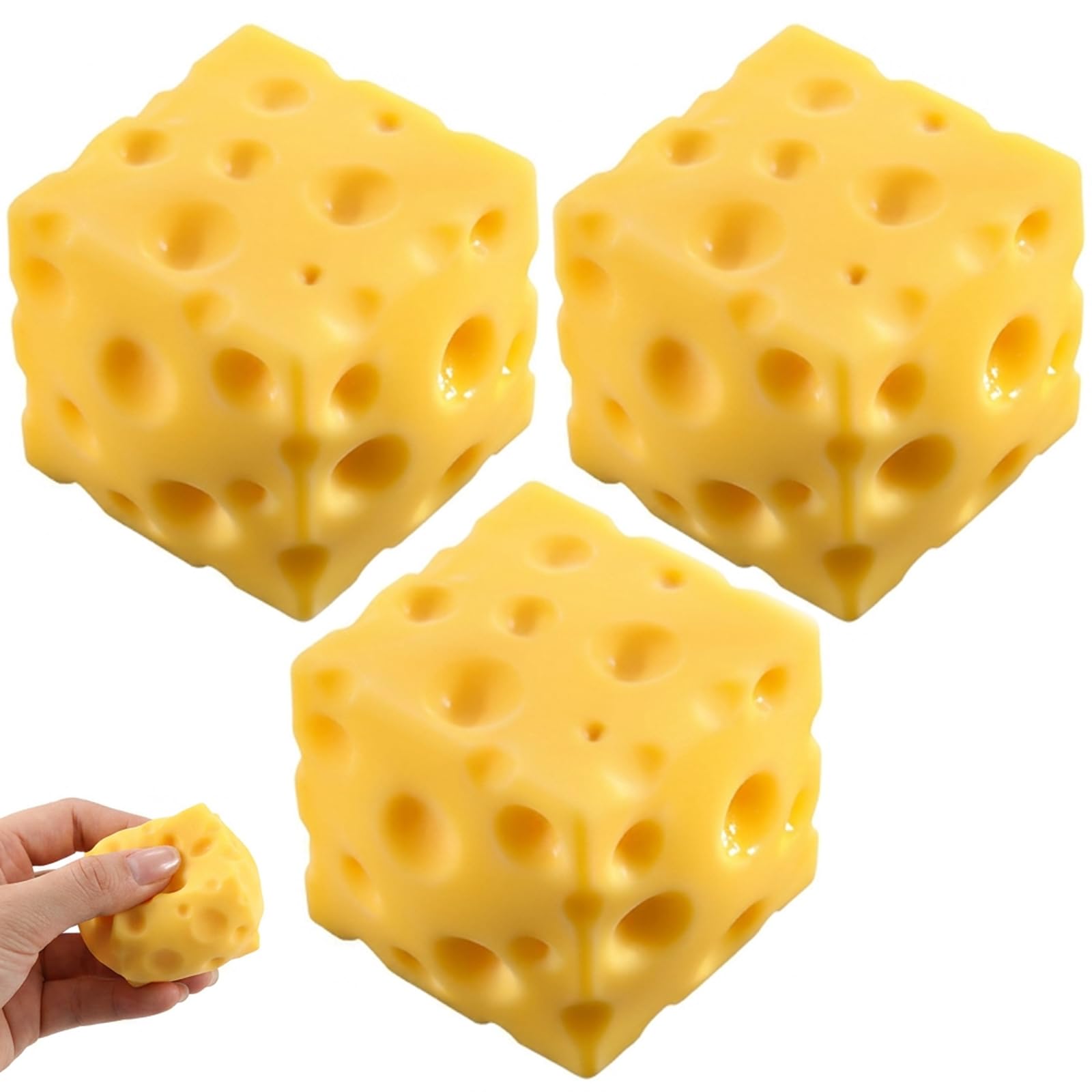 3 Pcs Cheese Fidget Toys, Cute Sensory Toys, Anxiety Relief Calming, Party Bag Fillers, Birthday Gift, Stress Ball Toy for Home Office Travel Indoor and Outdoor