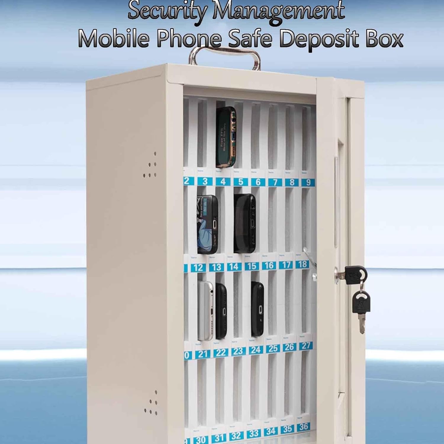 Multi-Compartment Mobile Phone Safe Deposit Box Wall Mounted/Portable Mobile Phone Safe Steel Safe and Durable Lockable Suitable for a Wide Range of Applications(36-bit)