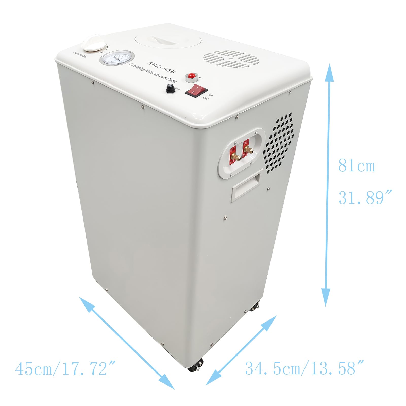 INTSUPERMAI Vertical Water Circulation Vacuum Pump, 55L Water Tank, 5 Evacuation Ports, 110V Lab Multi-purpose Water Circulating Vacuum Pump for Lab Evaporation, Distillation Experiment
