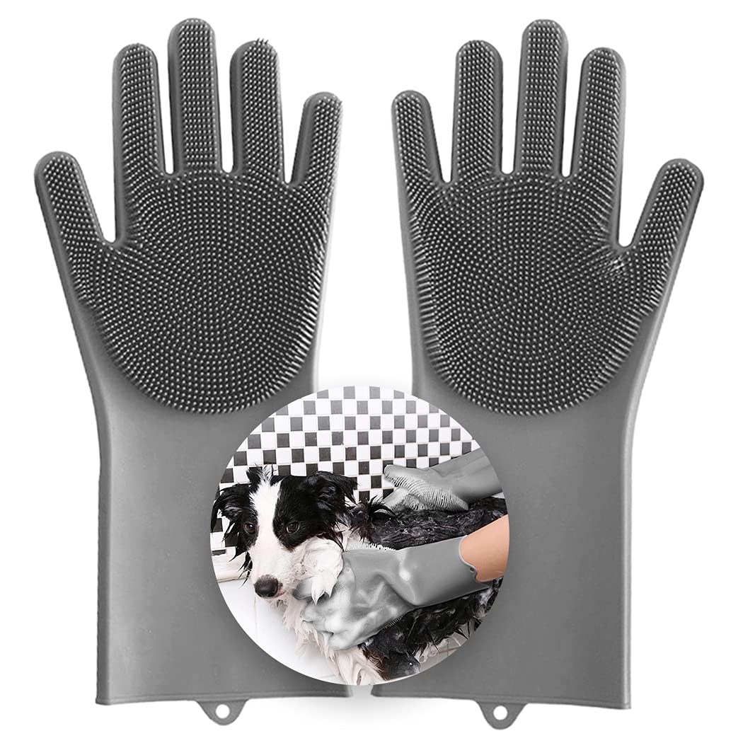 Aufew Magic Pet Grooming Gloves for Dog Bathing...