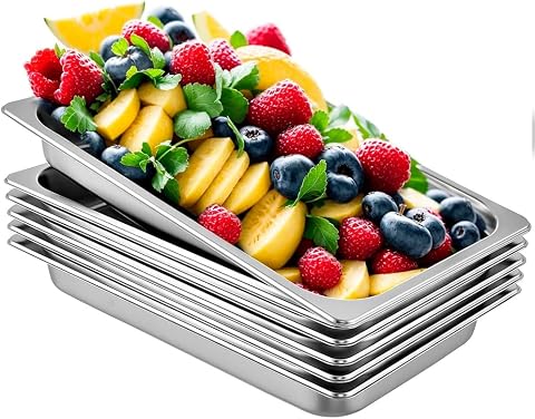 Lote 6 Cubetas Gastronorm GN 1/1-150 mm profundidad fabricadas en acero inoxidable | Bandejas Horno | Bandejas Gastronorm 1/1 | Recipiente GN 1/1 530x320x150 mm | 20,6 Lts