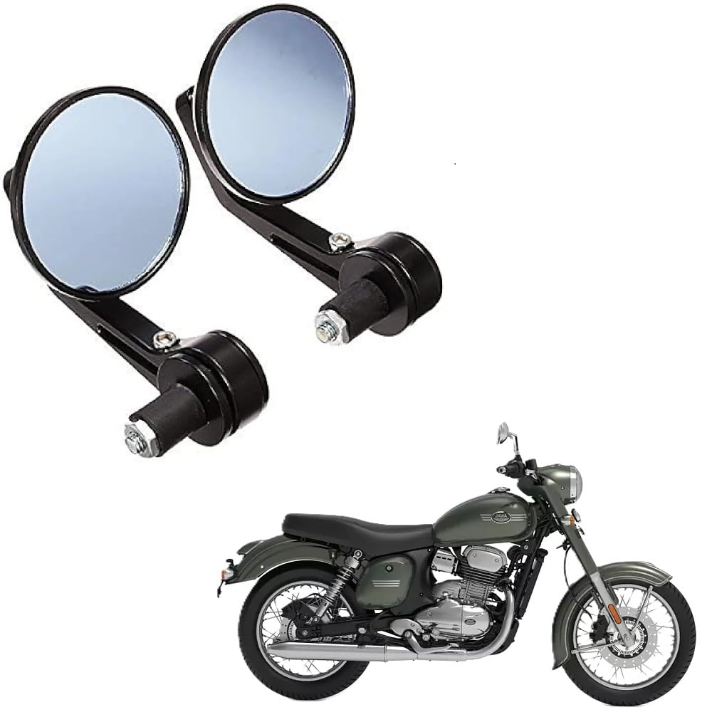 Motorcycle Bar End Side Mirrors ? Round Rear View Mirrors for Jawa 350 & Other Bikes (Set of 2)-image-29