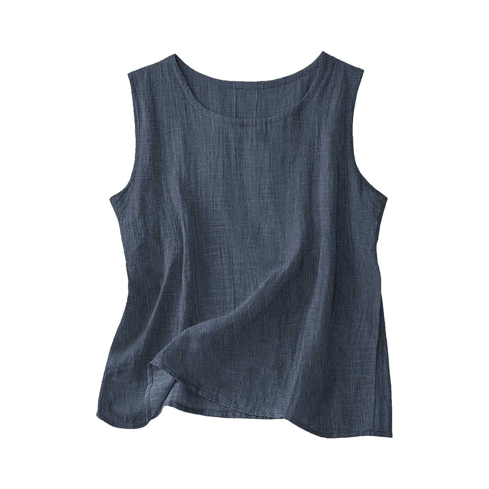 Linen Shirts for Women Linen Crewneck Tank Tops 2026 Spring Summer Beach Sleeveless Tops 2026 Fashion Vacation Shirts — view 24