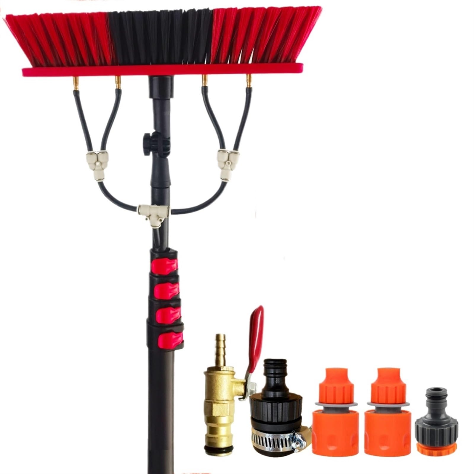 FGJsfhrDTU Water-Fed Telescopic Pole for Window Cleaning, Aluminum Swivel Brush(24ft 7.2m)