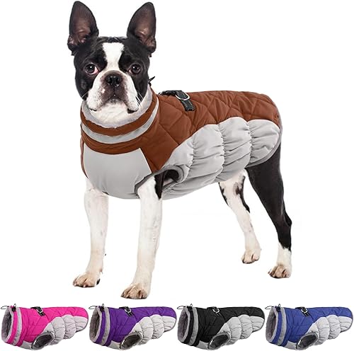 Miniatura 1 de OUOBOB Chaqueta de invierno para perro, acogedora y reflectante, impermeable, resistente al viento, cálida prenda para mascotas, cómoda ropa de