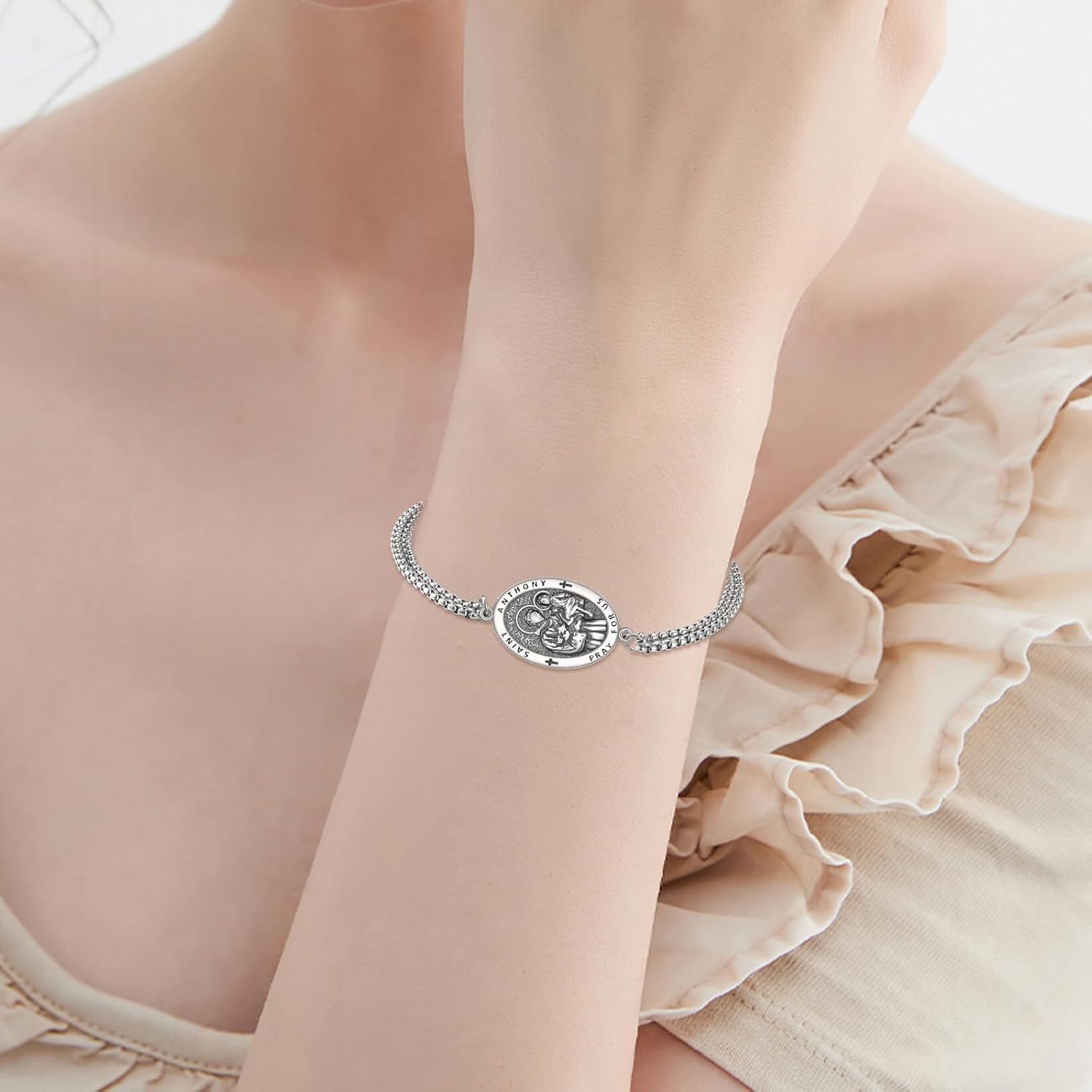 Patron Saint Bracelet for Women Men 925 Sterling Silver Religious Bracelet Jewelry Gifts - Image 4