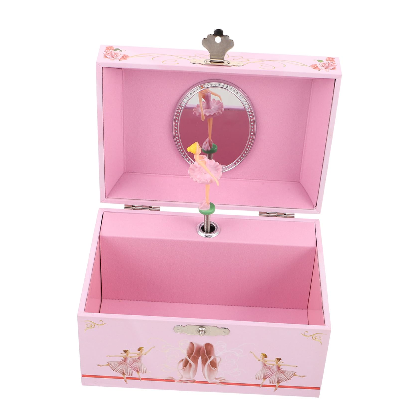 Ipetboom Joyero Musical Bailarina Rosa de 5 Pulgadas, Caja de Música de Ballet para Niñas, Organizador Compacto de Joyas, Decoración Infantil y Obsequio para Cumpleaños