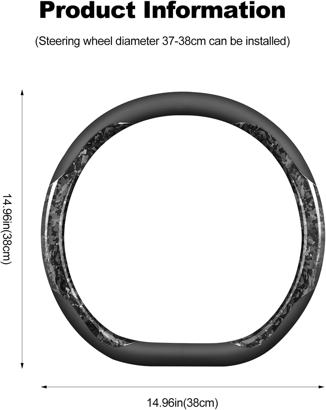 Ergocar Car Steering Wheel Cover D Forged Carbon Fiber Double Color Bundle Universal Size 15 inches (38 cm) Suitable for Various Vehicles Such as Cars, sedans, SUVs, etc