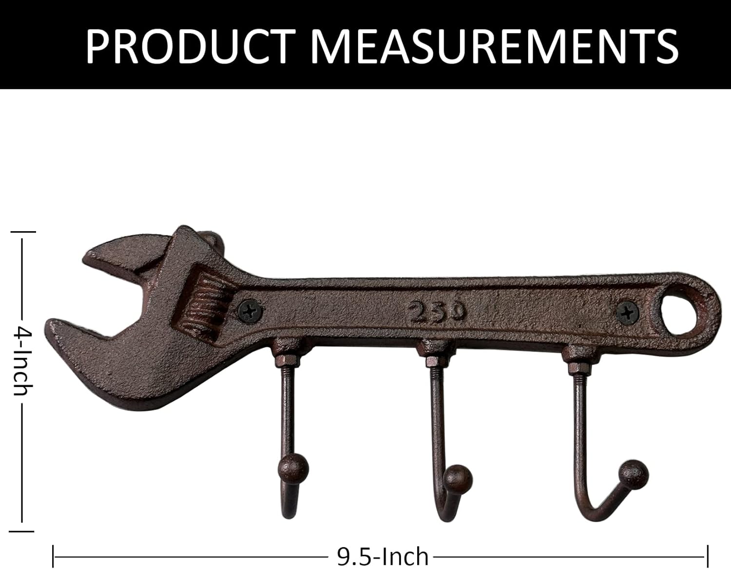 KiaoTime Set of 2 Wrench and Hammer Cast Iron Metal Wall Coat Hooks Hat Rack, Rustic Retro Vintage Wall Mounted Coat Rack Key Holder for Men's Workshop Garage Tools Holder Hook Wall Sign Decoration