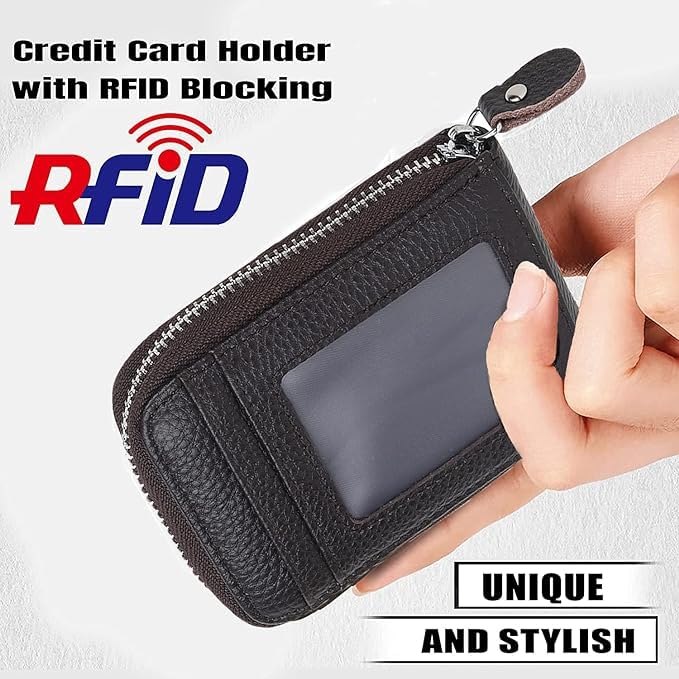 Stealodeal Coffee RFID Protector Laether ATM/Credit/Debit/Men/Women 9 Card Slots & 2 Cash Slots & 1 ID Slots Card Holder 4