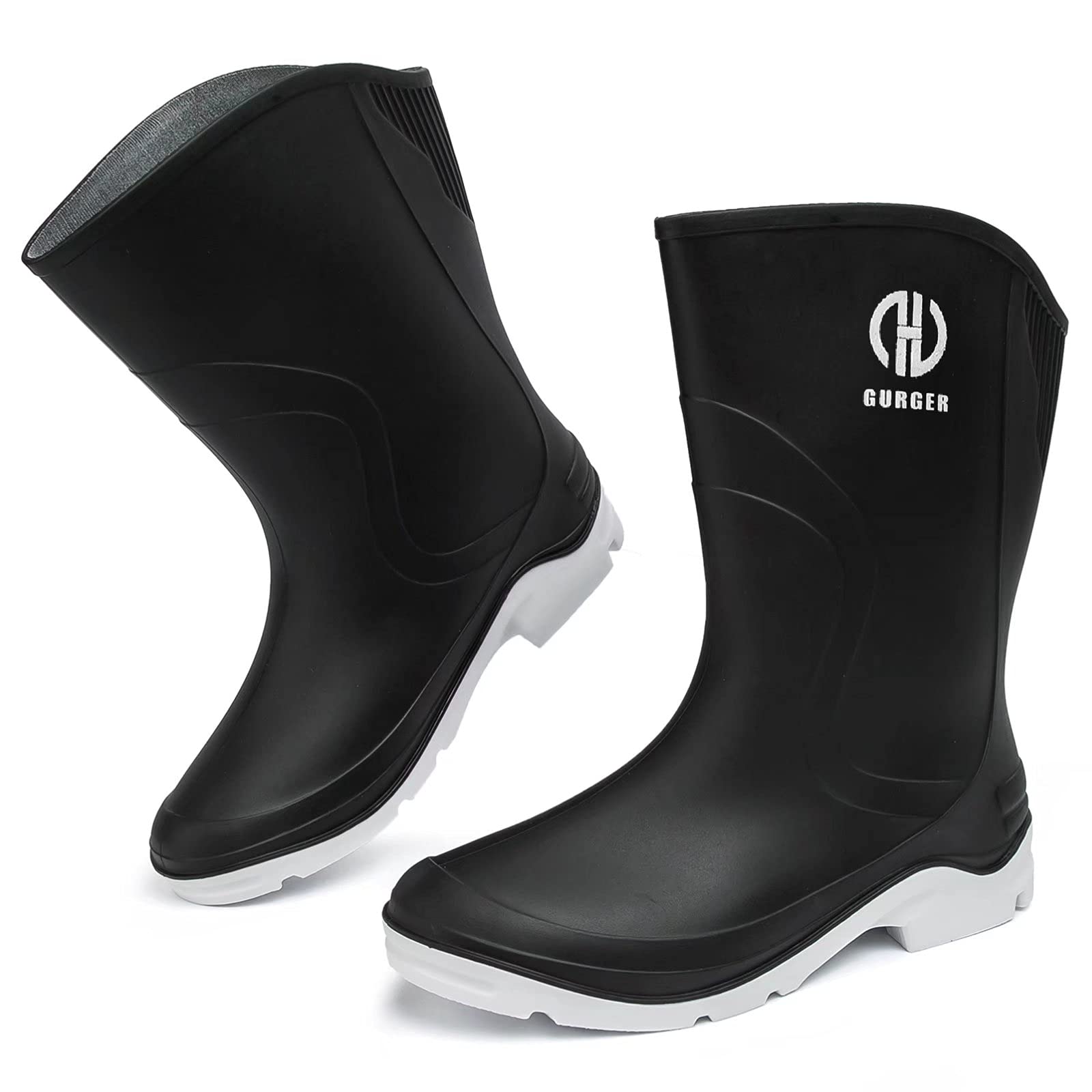 Botas de Agua Mujer Lluvia Impermeables Altas Botas de Goma Wellington Boots jardín Antideslizante