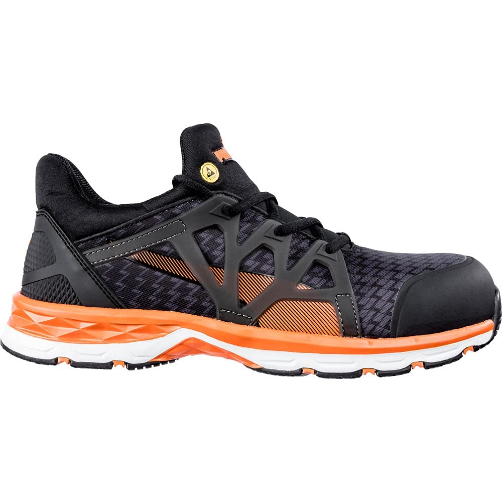 PUMA Men's Rush 20 Mid Industrial Shoe, Black-Orange, 7