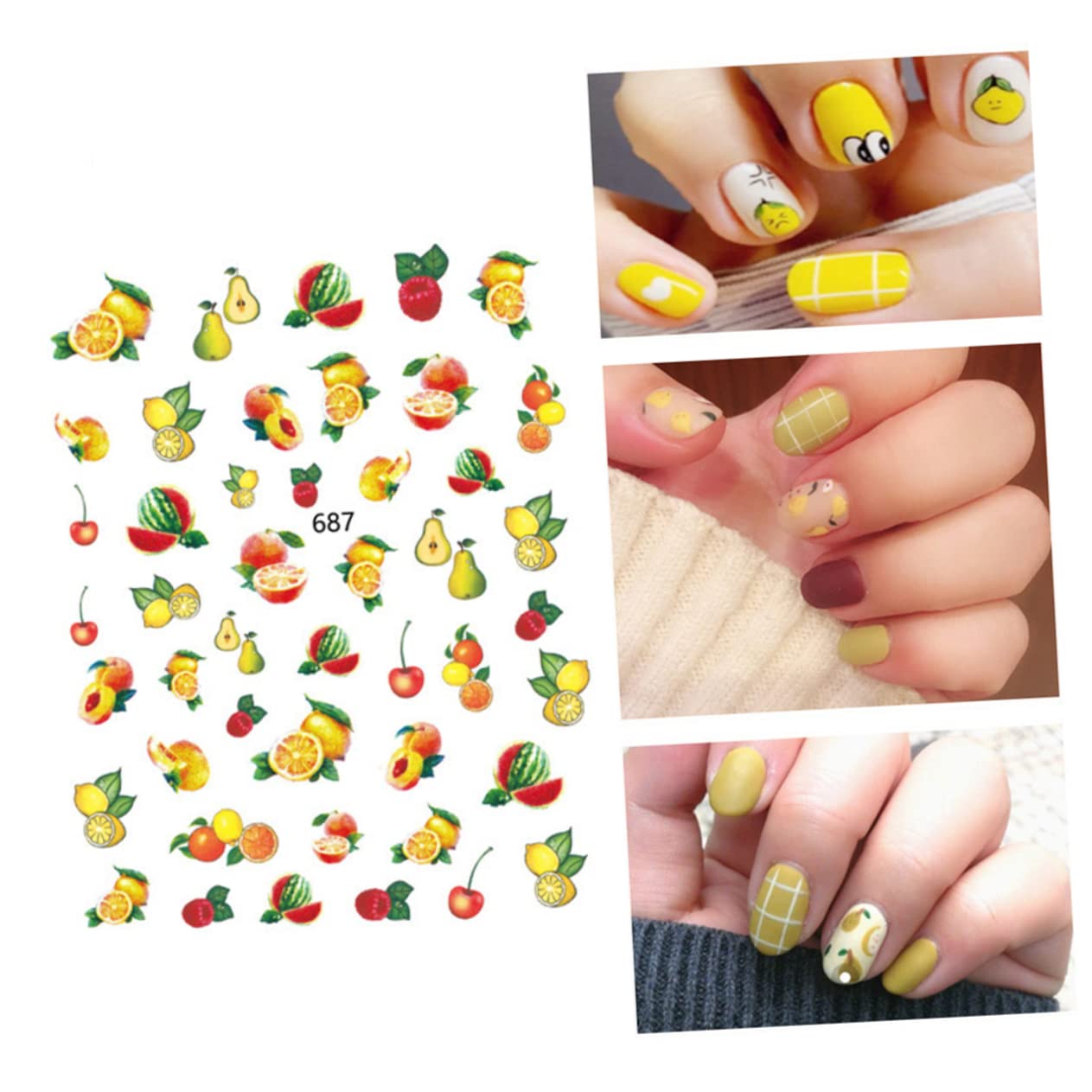 Healeved 36hojas Pegatinas De Uñas De Diseño Frutal De Motivos Cereza Para Decoración De Manicura Patrones Aleatorios