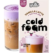 Yulu Instant Cold Foam Latte Kit, Vanilla Latte with Salted Ube Cold Foam, Cafe-Style Instant Coffee Drink Mix, Includes Latte & Cold Foam Powder Packets, Easy Iced Coffee Kit, 3 Drink Sets Salted Ube