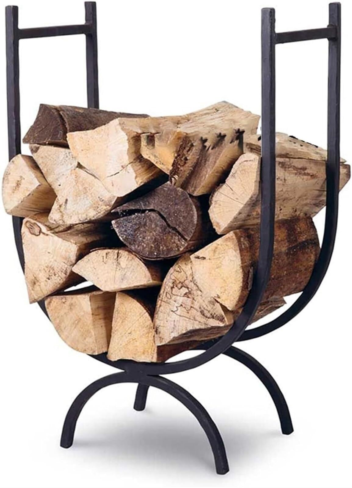 Support à bûches de chauffage moderne en acier robuste pour rangement intérieur et extérieur