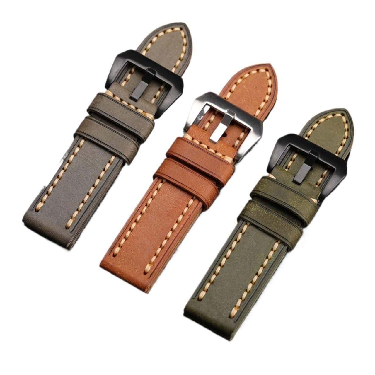 SiChouwz Bracelet De Montre En Cuir De Vache, Première Couche, Fait À La Main, 20, 22, 24MM