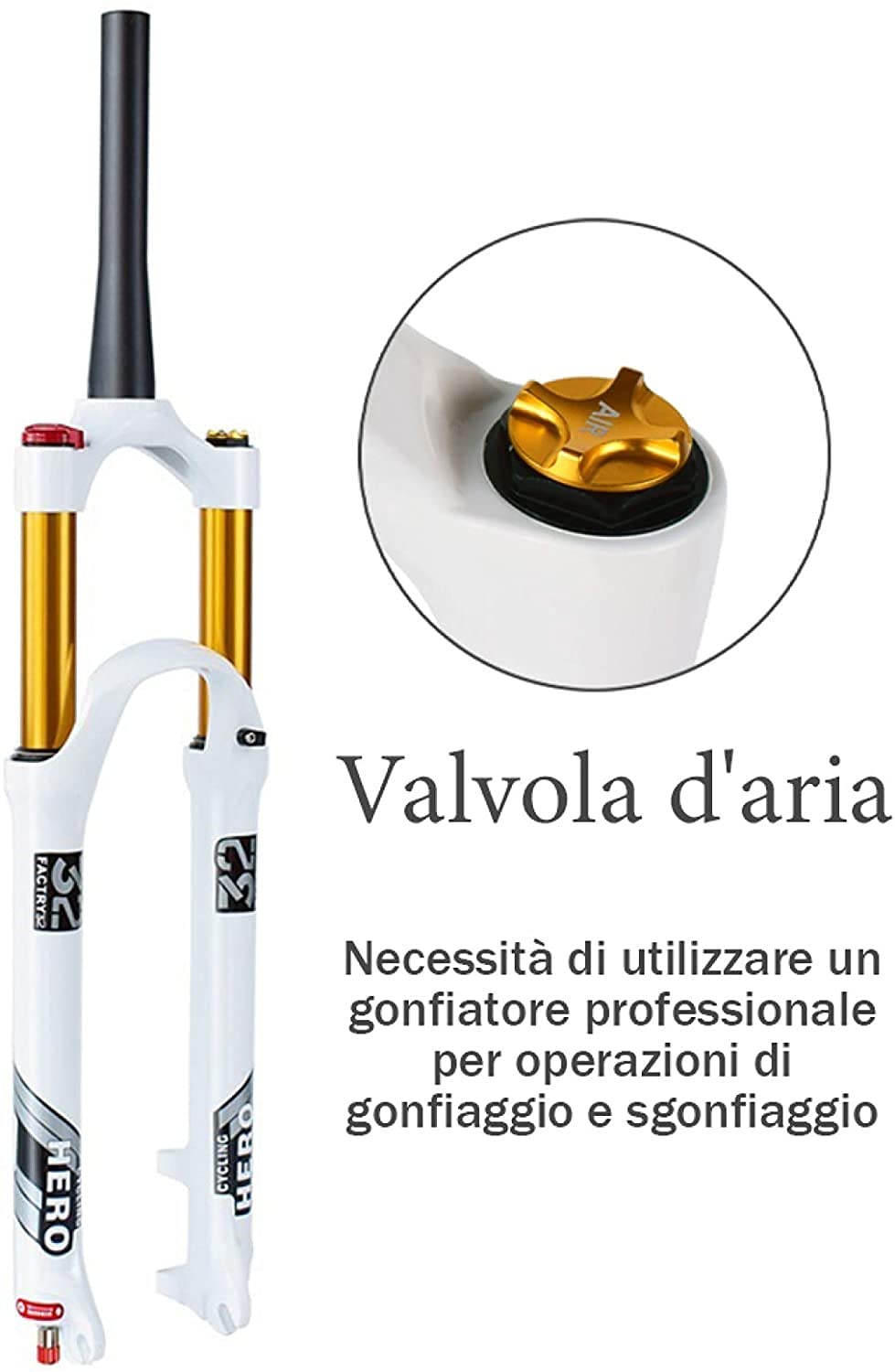 Horquilla Delantera ​MTB 26/27,5/29 Pulgadas con Ajuste Amortiguación Horquilla Neumática Aleación Aluminio Ligera 9MM Freno Disco Liberación Rápida Recorrido 120MM