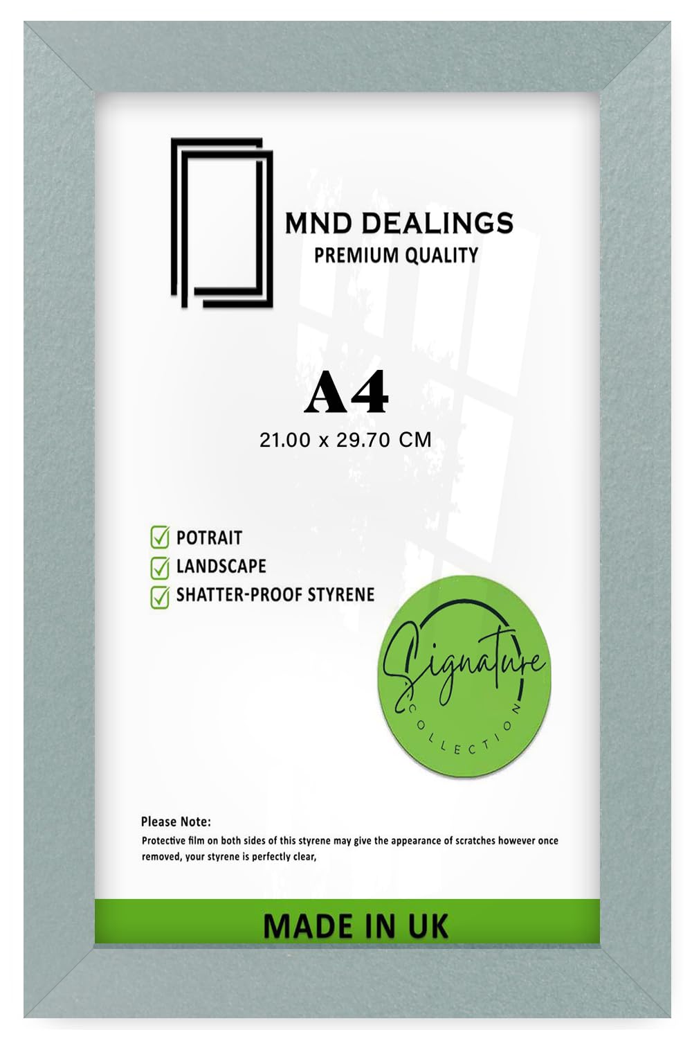 MND Dealings | MDF Picture Frame A4 (21.00 x 29.70 CM) Wall Gallery Frame for Posters, Photos & Room Interior Décor, Hanging Hooks for Secure Wall Mounting [ Silver ]