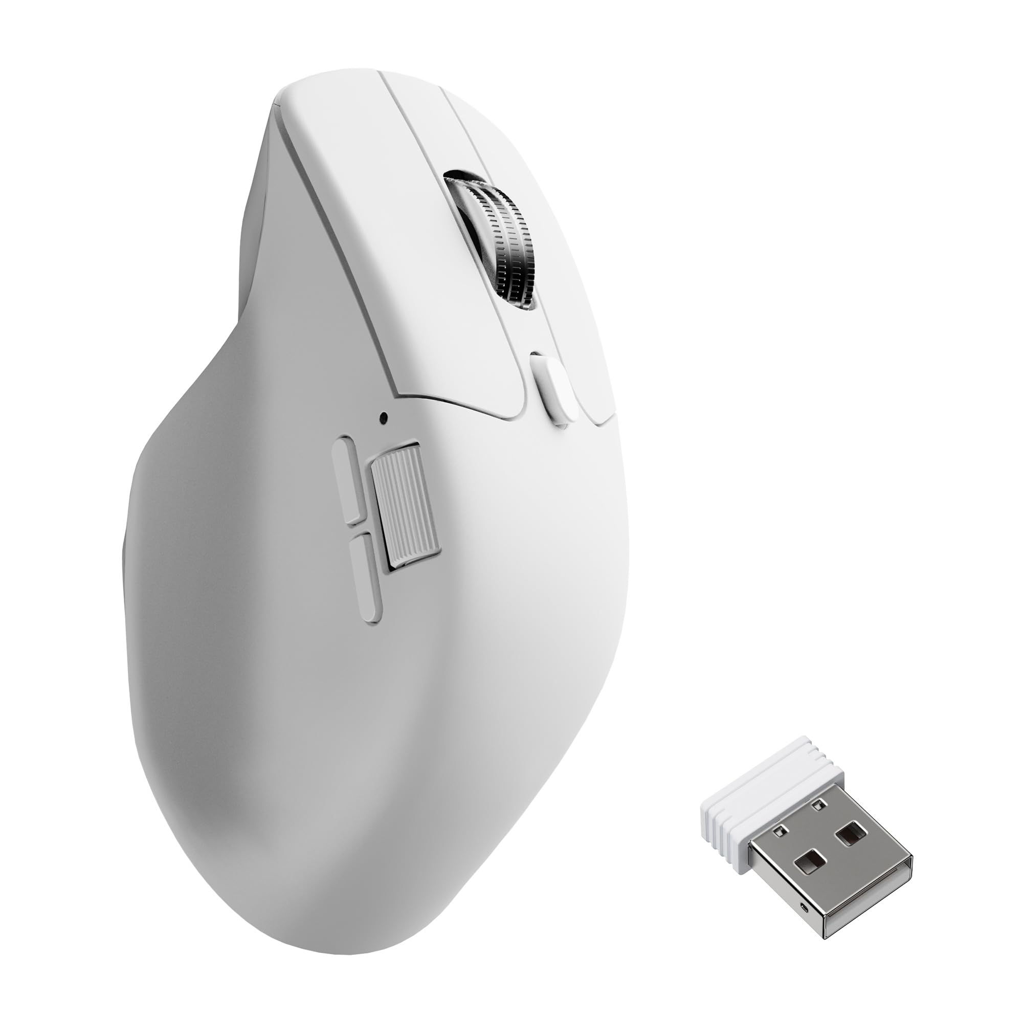 Keychron M6 Ratón óptico inalámbrico y silencioso para Juegos, 2,4 GHz/Bluetooth 5.3/Cable, 8000 Hz Polling Rate,Sensor PixArt 3950, 30 000 dpi, Rueda de Desplazamiento metálica magnética - Blanco