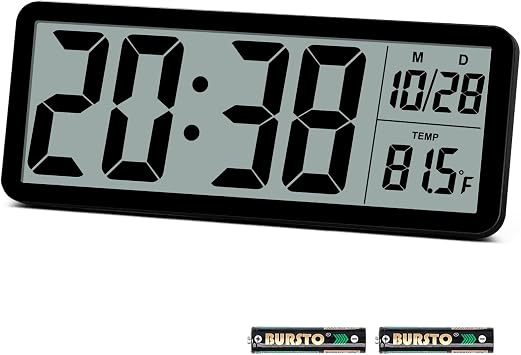 Digital LCD Wall Clock Easy to Set, 8.5 Inch LCD Screen with Time/Date/Temperature Display,Simple Digital Desk Clock with 12/24H for Bedroom Living Room Office Decor