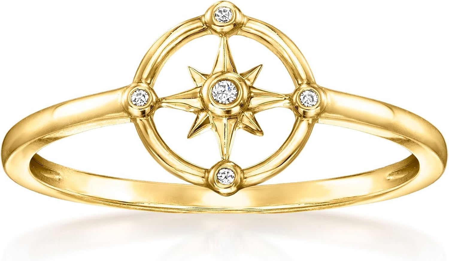 Pure Collection by Ross-Simons Diamond Compass Ring in 14kt Yellow Gold
