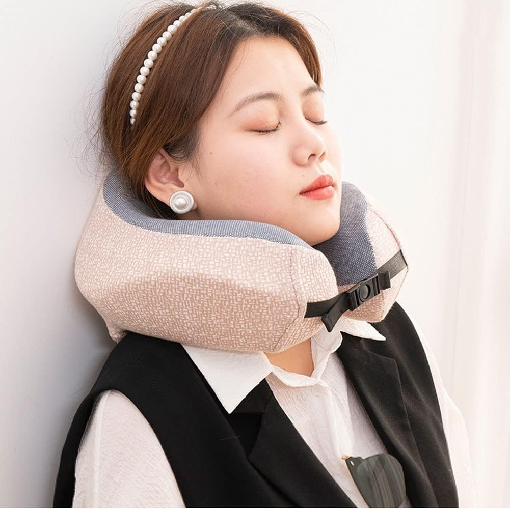 Memory Foam Travel Neck Pillow Bundle - Best Ergonomic Pillow for Airplane Travel, car Ride, Sleeping, with Storage Bag (Color : B)