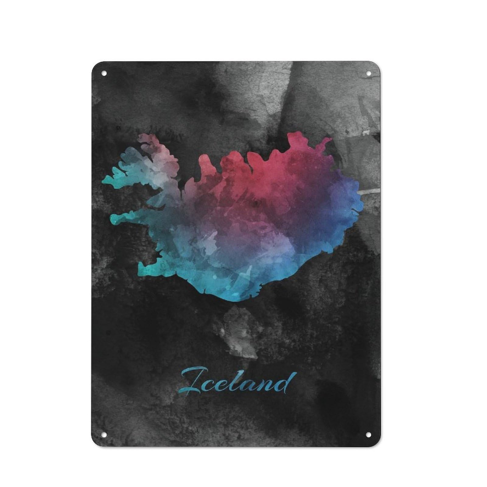 Nostalgic Decorative Tin Sign 40x30cm Featuring Iceland, Old Style Wall Plaque for Kitchen, Hallway, Bar Or Small Cafe