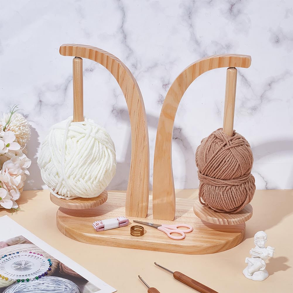 UNICRAFTALE Supporto per filati in legno per uncinetto e lavoro a maglia, con 2 mandrini, per filati, uncinetto, regalo per gli amanti del lavoro a maglia, per gli amanti del lavoro a maglia, per la