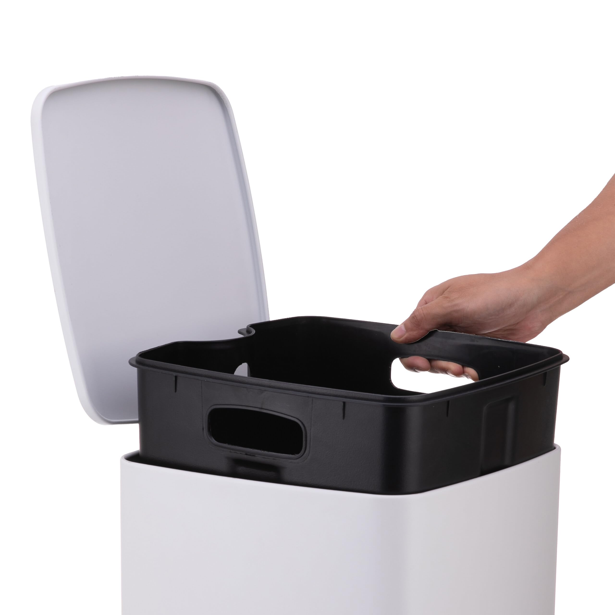 Relaxdays Mülleimer Küche, 20 Liter, Absenkautomatik, weiß