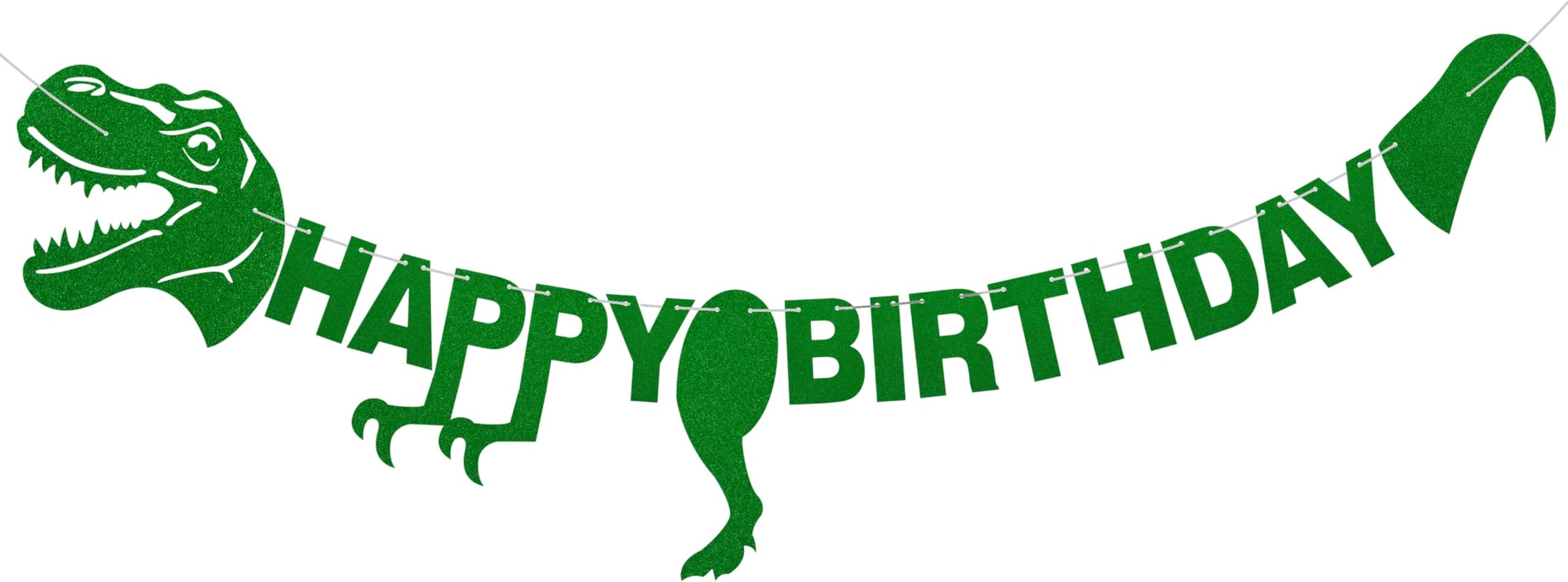 Dinosaur Happy Birthday Banner | Felt Jungle Theme Party Decor For Boys