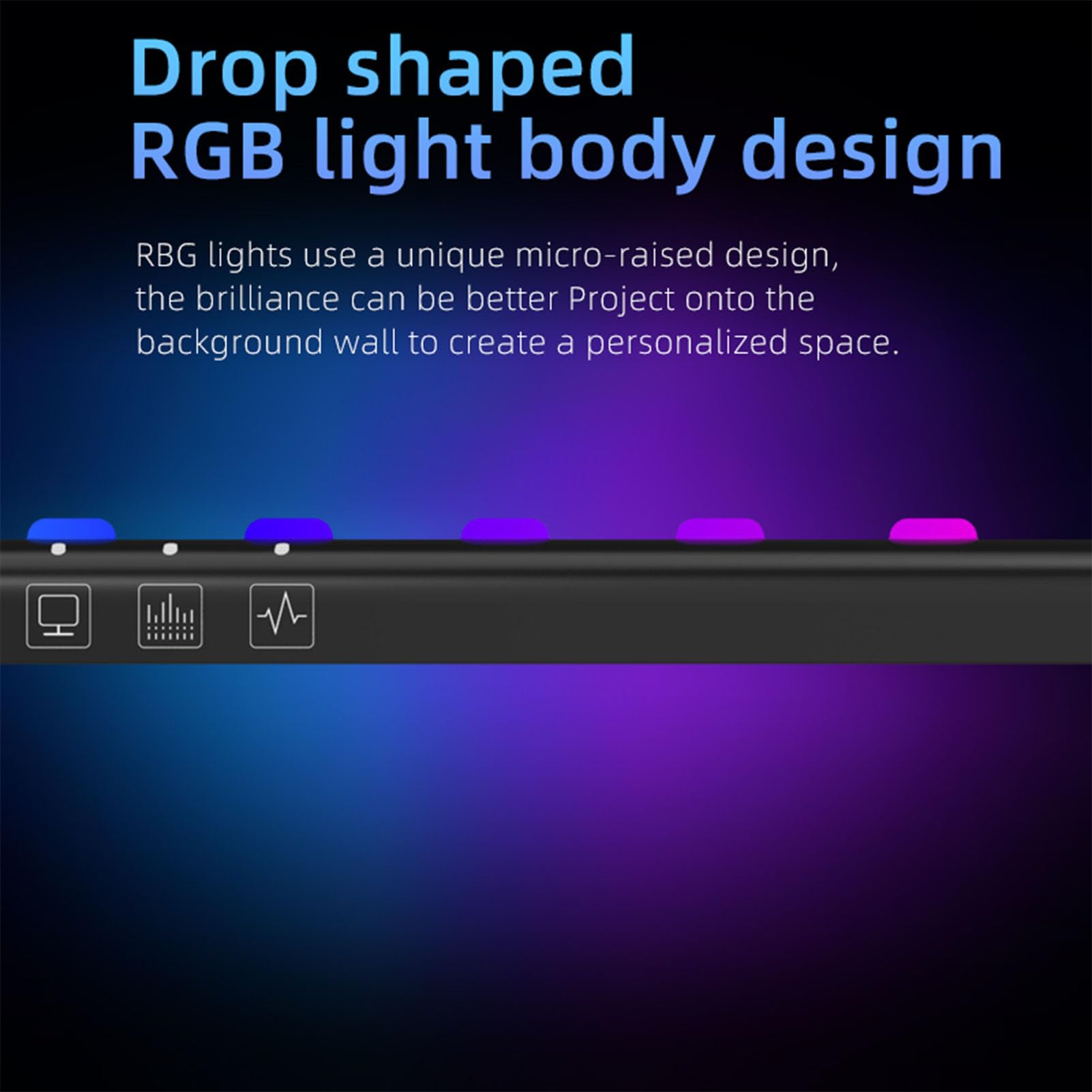 Ausla Barra di Luce per Monitor 2 in 1 RGB, Design Curvo con Retroilluminazione a 7 Colori, Sincronizzazione Musicale e Controlli Touch, per Scrivania da Gioco, Protezione per gli