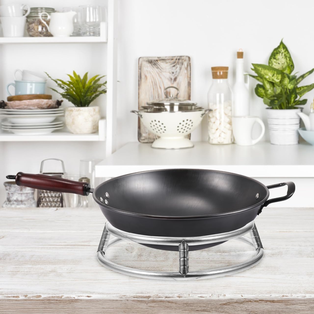 Double-Layer Round Pot Rack Wok Ring Heat Resistant Anti-Slip Cooking Pot Stand Holder 10.43X10.43X2.36In Kitchen Cookware Support