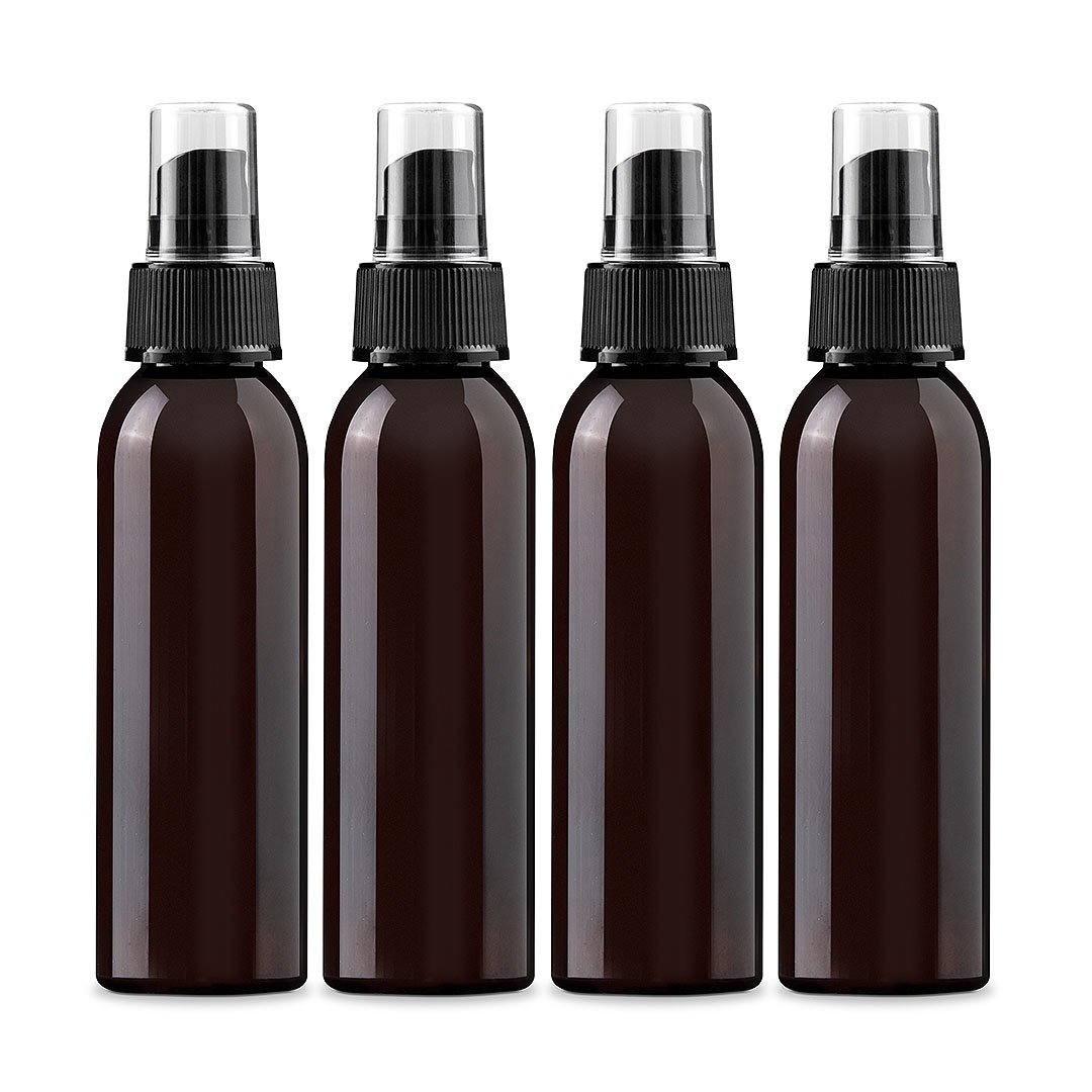 4 oz Amber PET (Plastic) Empty Spray Bottle- Pack of 4 image