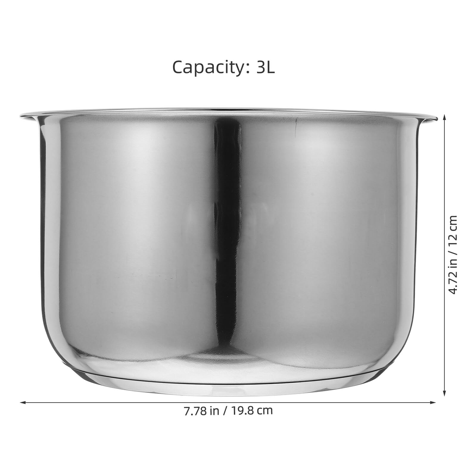 Olla Interior de Acero Inoxidable 3l Diseño Multipropósito y Escala para Olla de Repuesto en Cocina Hogar y Accesorios para Cocedora de Arroz