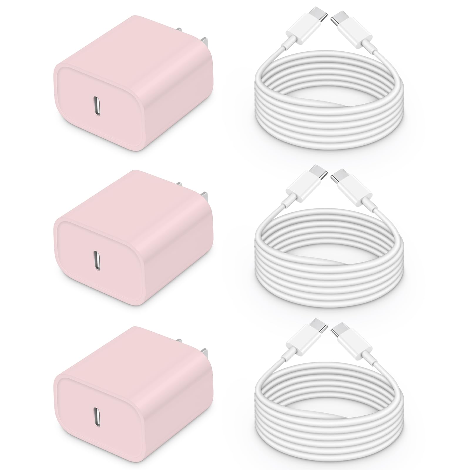 iPhone 16 15 Charger,iPad Pro Charger Type C Charger Fast Charging with 6FT USB C Charger Cord for iPhone 16 15 Pro 16 15 Pro Max 16 15 Plus/Pad Pro/Air,and More(3-Pack)?Pink
