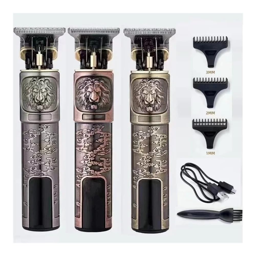 Rasoio ricaricabile per capelli, rasoio da uomo, per adulti, elettrico, con ricarica USB, display LCD, senza fili, senza fili (NoAccessoriesBA)