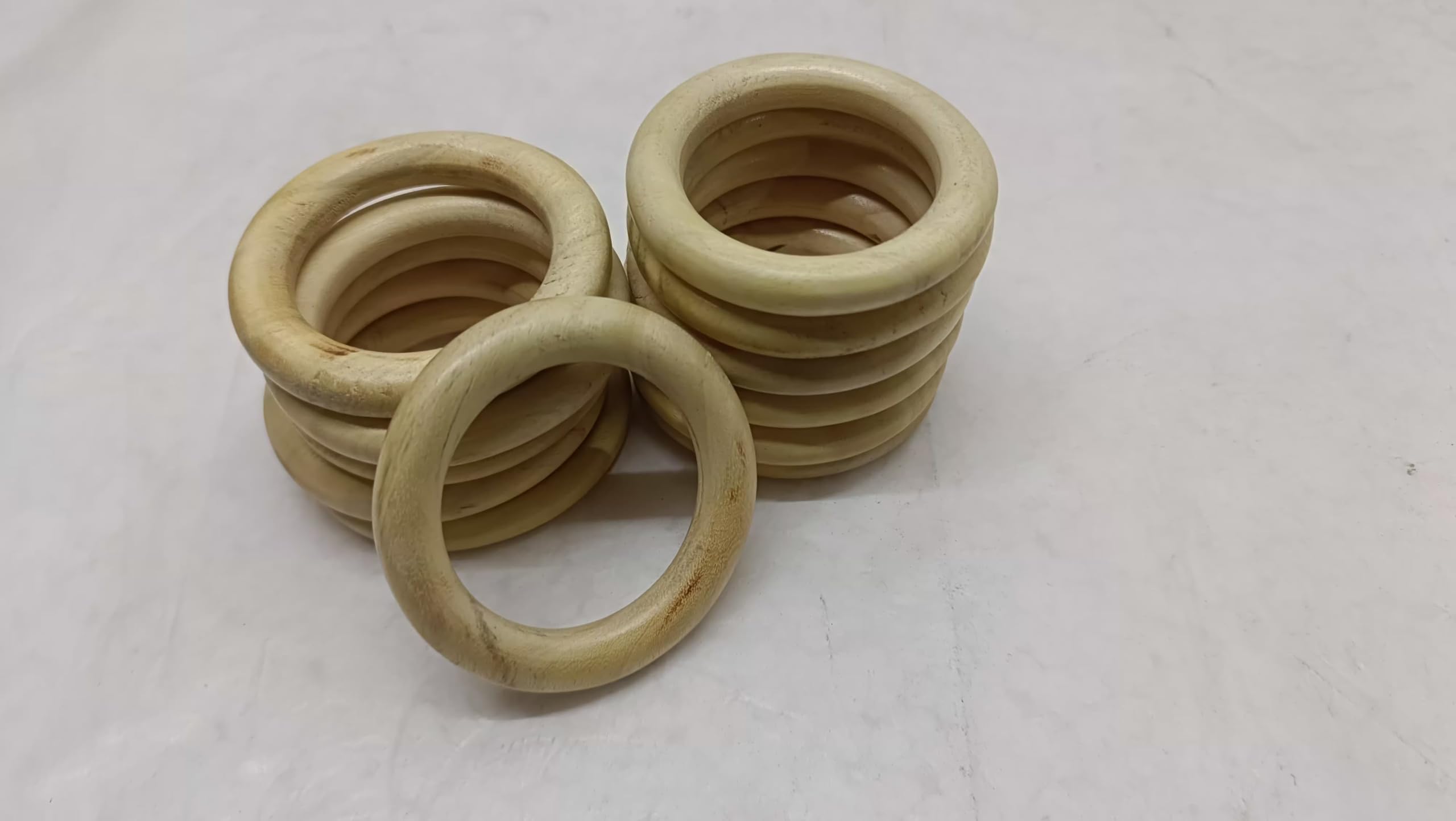 Trend N Trade Macrame 2.5INCH Wooden Ring Yellow Wood Set of 12 Rings (6 Pairs)-image-5