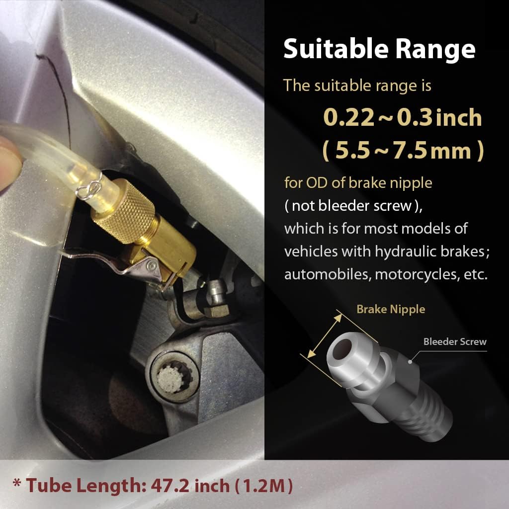 FIRSTINFO A11525 High Pressure Brake Bleeder Tool, Lockable Brake Fluid Bleeder Hose with Non Return One-Way Check Valve