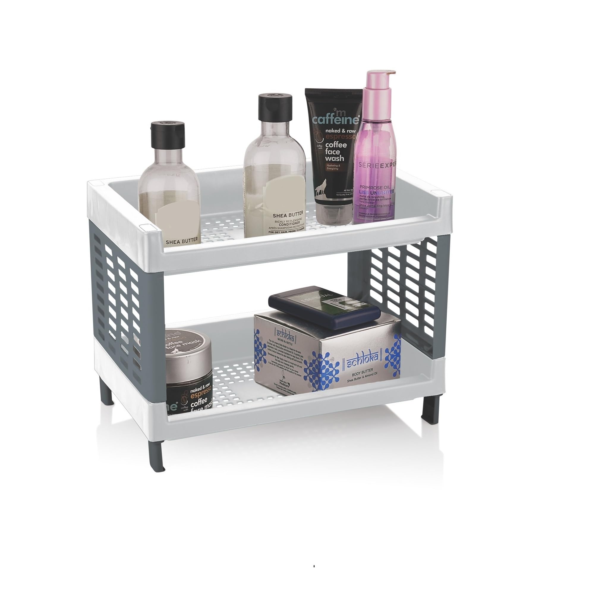 Moltres - Viva Small Size, 2 Layer Rack For Office, Kitchen (Size: 27Cm X 17Cm X 20Cm) - Multipurpose Rack | Stand | Organizer Storage Shelf Standing & Wall Hanging Rack - Plastic (Grey)-image-29