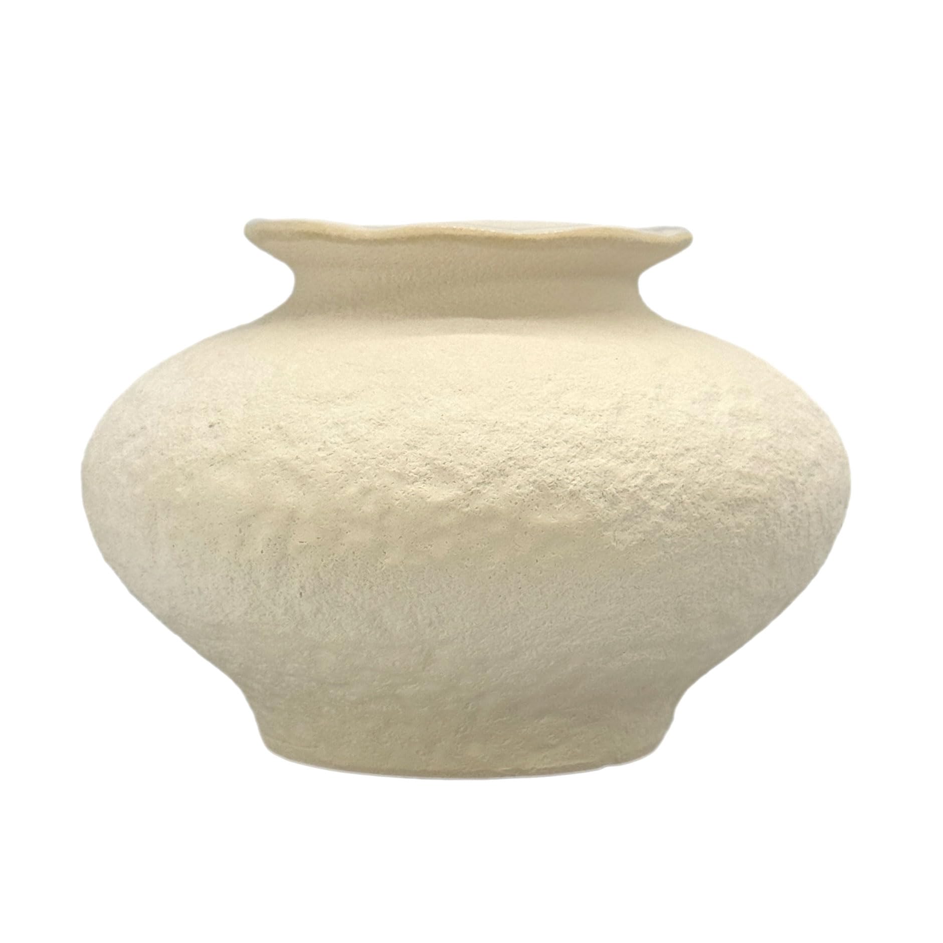 Photo 1 of ***STOCK PHOTO FOR REFERENCE ONLY, SEE PHOTOS***Galt International White Textured Ceramic Flower 9" D x 6.8" H Vase Oval Oblong Shape for Centerpiece - Home Decor Kitchen Living Room Bedroom Dining Room Table Gift
