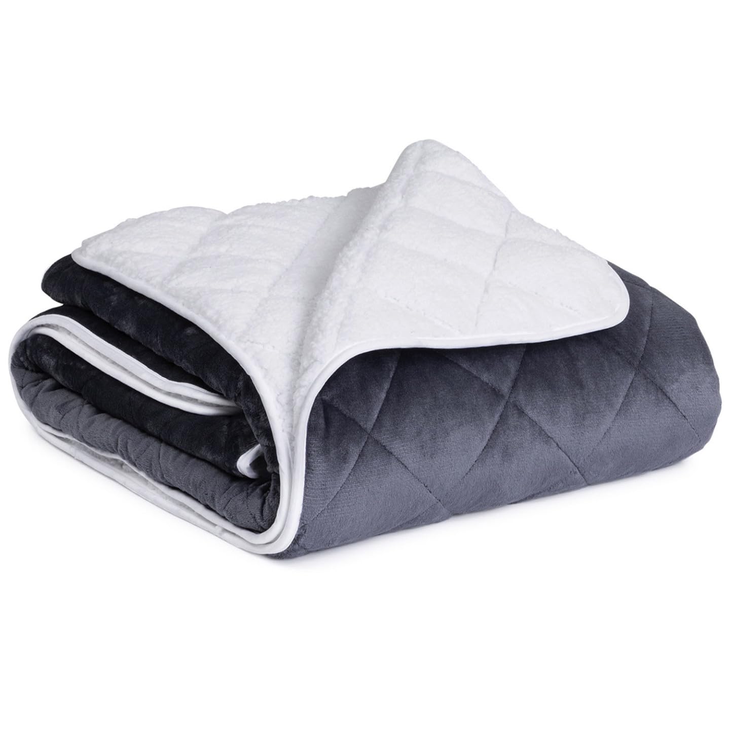 IDMarket - Couverture lestée 150x200 CM Celeste biface Polaire Gris et Blanc 7 kg