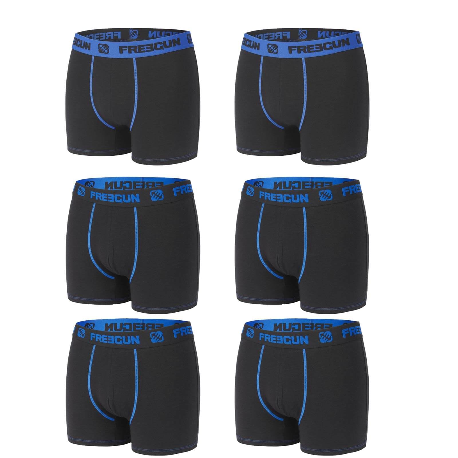 FREEGUN Lot de 6 Boxers Homme Coton Uni