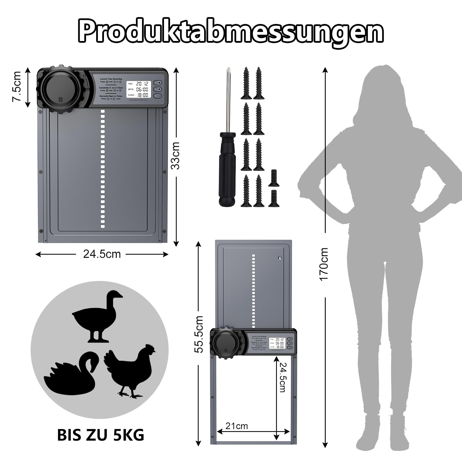 Aluminum Automatische Hühnerklappe Batterie mit Timer
