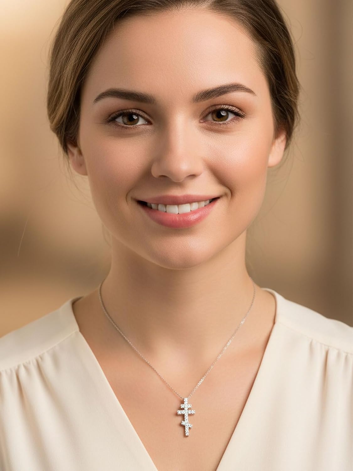 CYW 1.10/3.30 Carat Moissanite Sapphire Ruby Emerald Cross Pendant Necklace for Women Men, Solid 925 Sterling Silver Chain Pendant, Wedding Anniversary Christmas Jewelry - Image 2