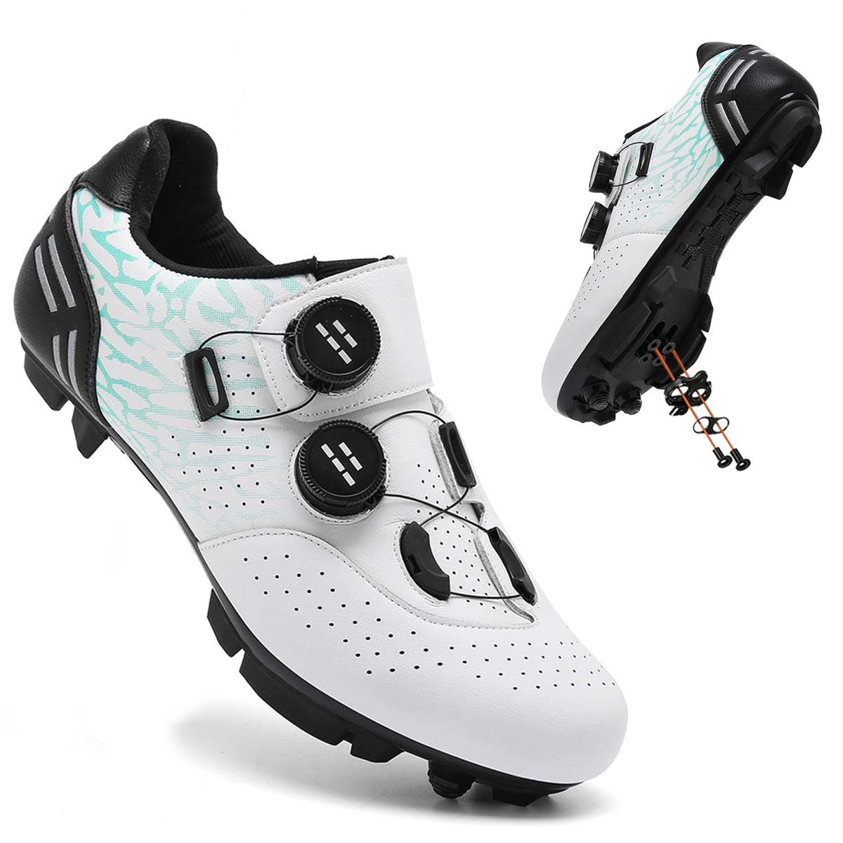 Zapatilla de Ciclismo MTB Hombre, Mujer Zapatos Bicicleta de Montaña Impresión Respirables Compatibles con SPD Lock System
